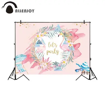 

Allenjoy photo backdrop woman pink painting flamingo summer party flowers tropical beach chair fotografia background photography