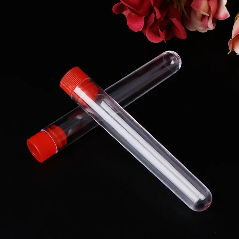 20pcs Clear Plastic Lab Test Tubes With Screw Cap Sample Container