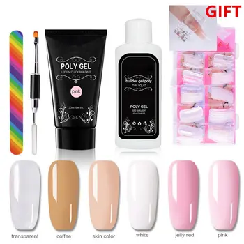 

6pcs/kit 30ml Poly Gel Finger Extension Crystal Jelly White Coffee Nail Gel UV LED Hard Gel Acrylic Builder Nail Art Gel Set