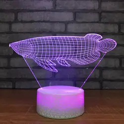 Романтические светильники Украшения в спальню 7 цветов Изменение животных ночные огни 3D светодио дный Золотая рыбка моделирования