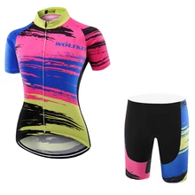 Wolfkei Ropa Ciclismo Для женщин Велоспорт Джерси Шорты комплект горный велосипед Костюмы пыли Открытый Спортивная Велосипедная форма