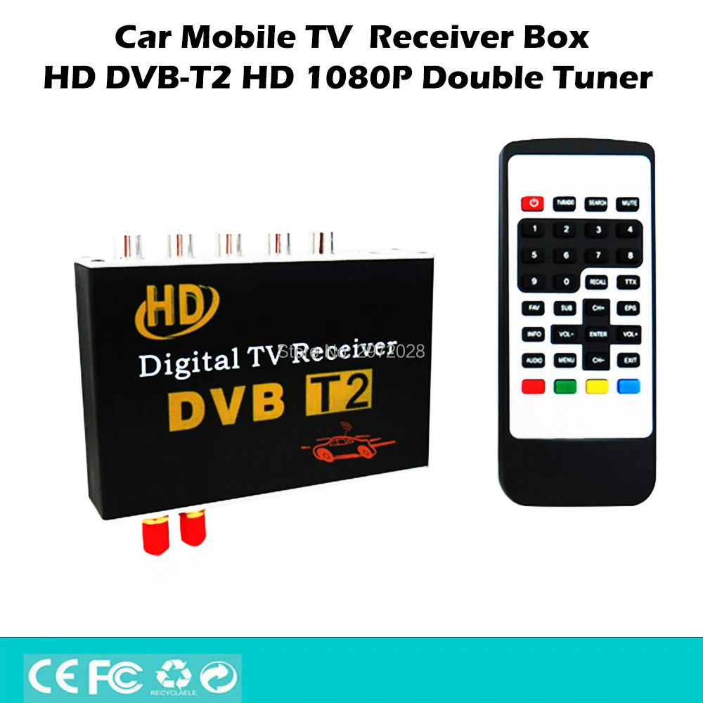 

HD 1080P HDMI CVBS Mobile Digital TV Receiver Mobile Car DVB-T2 MPEG4 MPEG2 Digital TV Double Tuner HD Receiver Box Set