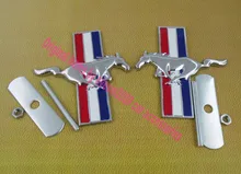 2 unids Auto car Metal Caballo Corriendo para Mustang Parrilla Delantera Grill Emblema de la Insignia