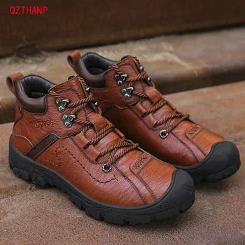 

Casual Sneaker for Platform Moccasins First Layer Winter Shoes Men Boots Genuine Leather Ankle Boots Leather Male Shoes Adult