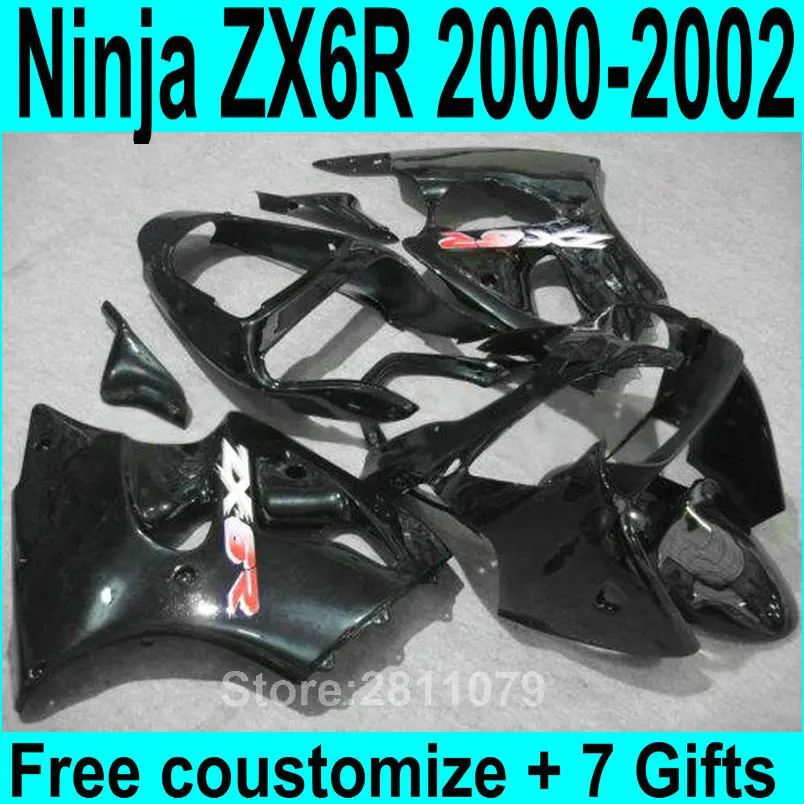 Injection Motorcycle Fairing Kit For Kawasaki Ninja Zx6r 00 01 02 Black