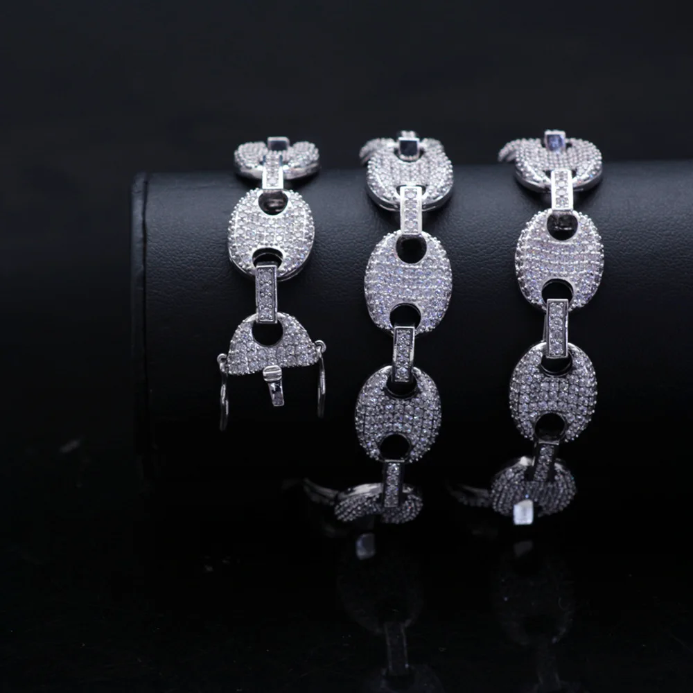 Хип хоп AAA CZ инкрустированный камнями Bling Iced Out Свинья Нос кофе бобы цепи ожерелье для мужчин раппер ювелирные изделия Прямая