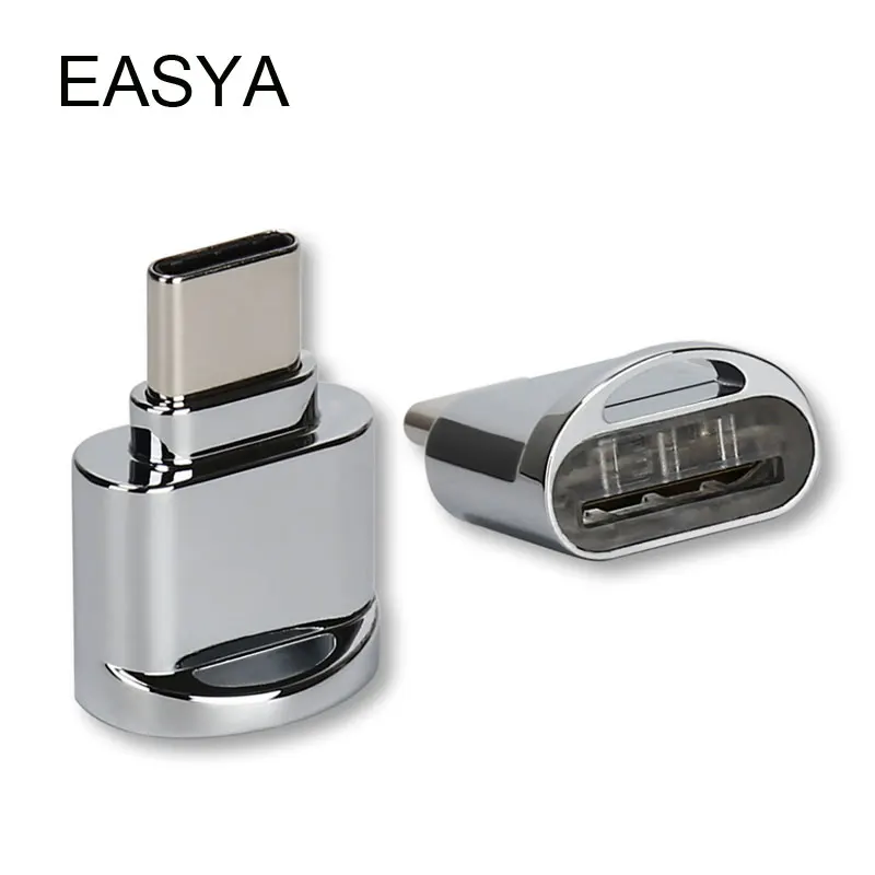 EASYA Mini OTG type-C кард-ридер USB3.1 Micro SD TF Память для Macbook или смартфона с интерфейсом type c серебристый