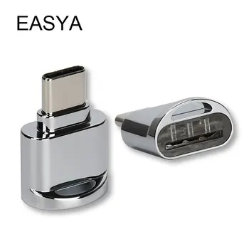 

EASYA Mini OTG Type-C Card Reader USB3.1 Micro SD TF Memory for Macbook or smartphone with type c interface Silver