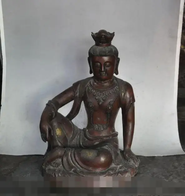 

S4912 19"chinese buddhism Purple bronze Freedom Kwan-Yin GuanYin buddha Goddess statue