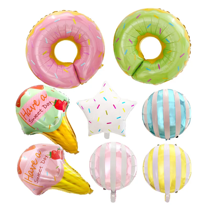 

8pcs Pink Candy Donuts Balloons Boys/Girls Birthday Party Supplies Ballons Baby Shower Candy Sweet Foil Balloon Inflatable Toy