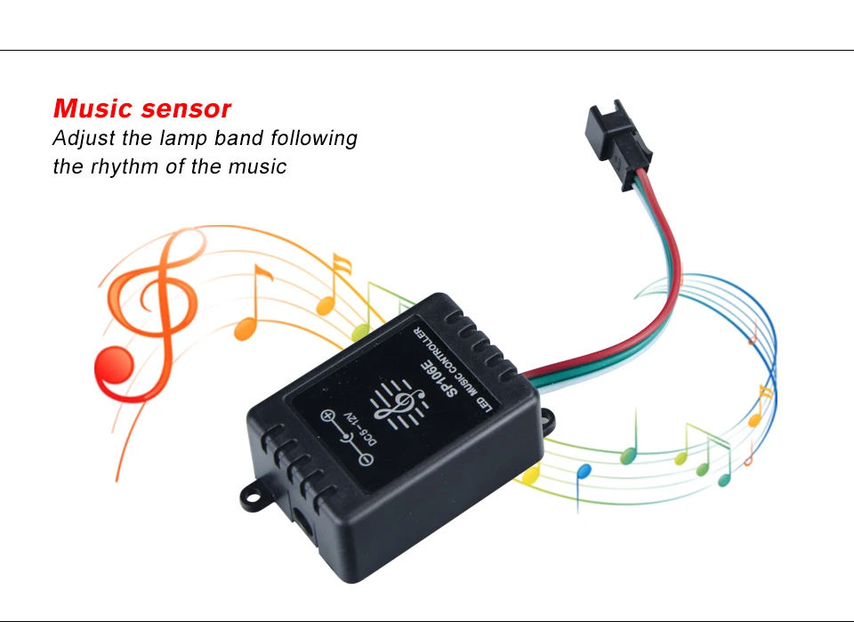 9 Key LED Music IR Remote Controller SP106E DC 5V-12V  (3)