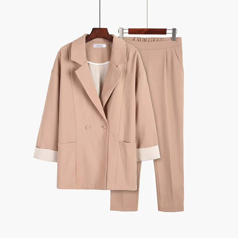 Set female 2019 spring and summer new style temperament fashion small suit simple trousers elegant leisure two-piece