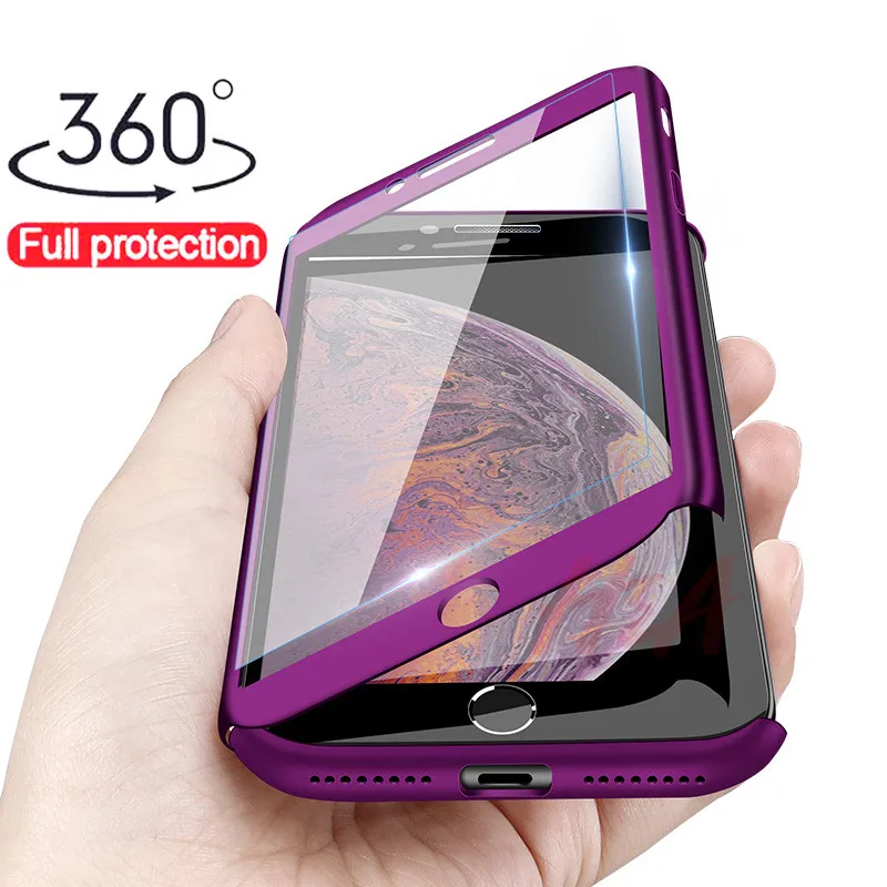 

H&A Full Protective Case For iPhone 7 8 6S 6 Plus Cover Case For iPhone 6 6S Plus Cover 5 5s se Phone Case Plsatic Coque Glass