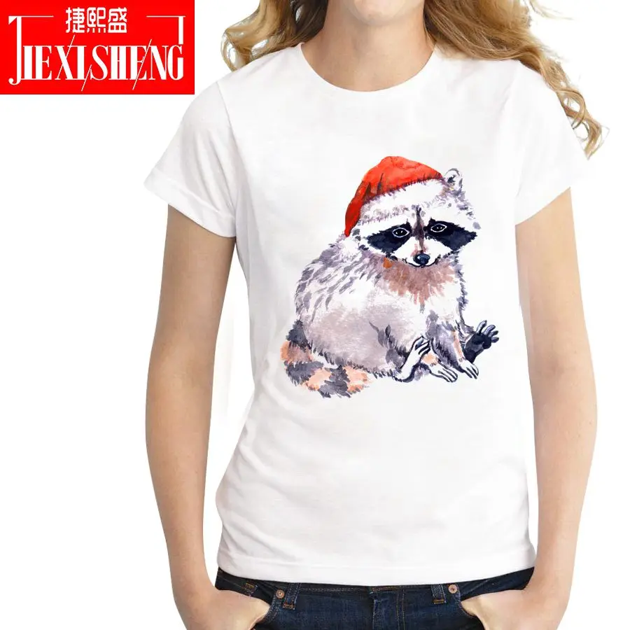 JIEXISHENG t shirt women summer casual short sleeves t-shirt funny animal print  Female Tee Tops