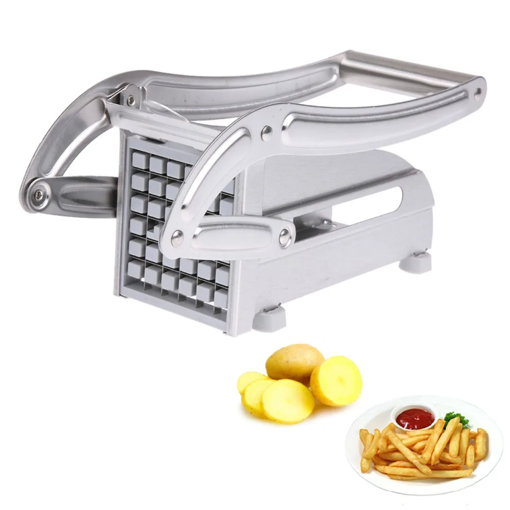 Günstige Edelstahl Hause Französisch Frites Maker Kartoffel Chips Streifen Slicer Schneiden, Der Maschine Maker Slicer Chopper Dicer + 2 Klingen