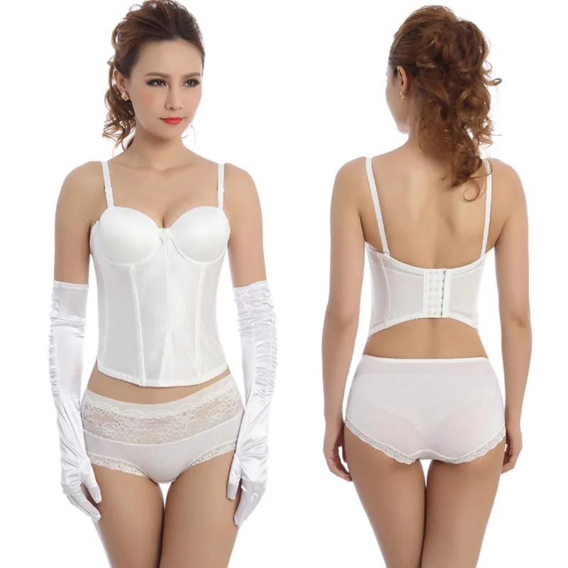 

Super Deal Women wedding dress Corset top Sexy corselet overbust Corsets And Bustiers Plus Size 2018 Fashion Bridal white Corset