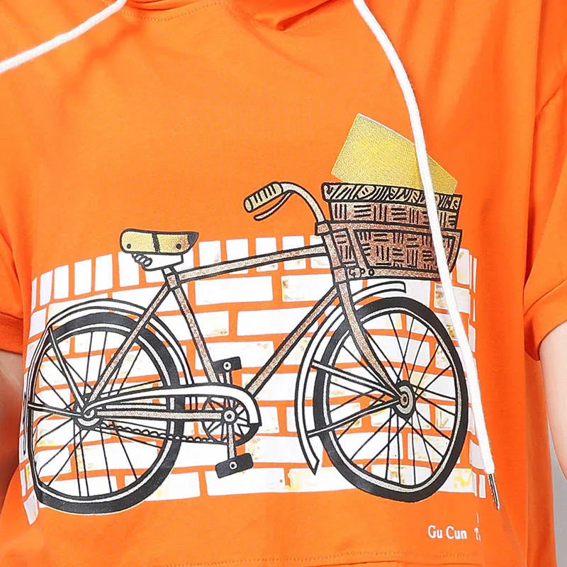 Женская футболка размера плюс с принтом велосипеда, летние женские футболки с коротким рукавом