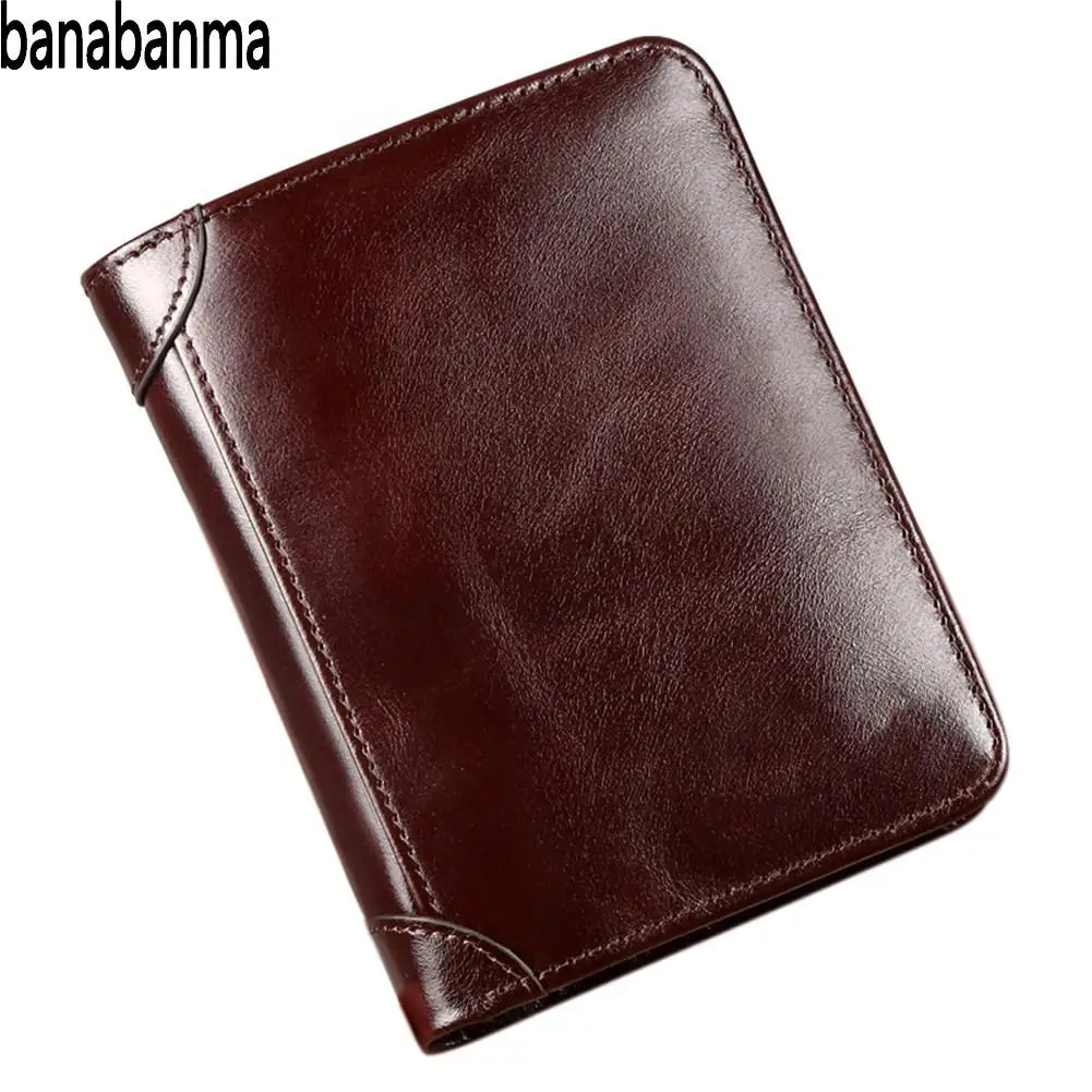 

Banabanma Men Wallet Leisure Business Retro Leather Multifunction Purse Solid Color Short Tri-flod Wallet and Purses ZK40