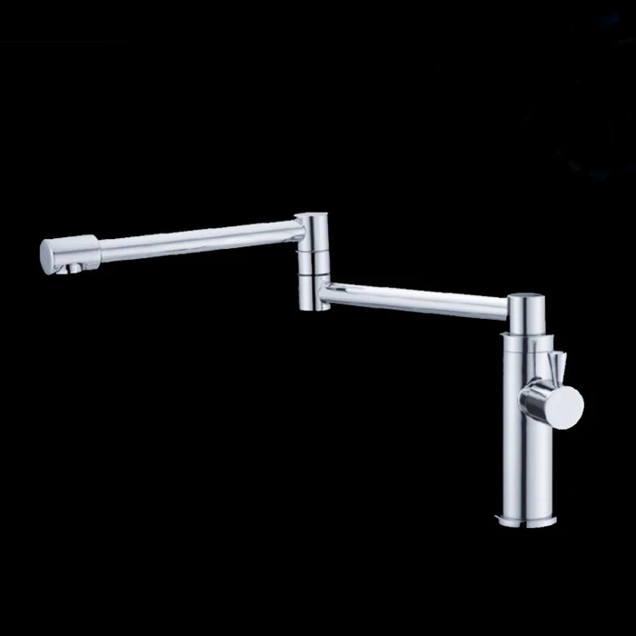 

Luxury Deck and Wall Mounted of 2 Models Chrome Finish Brass Material 360 Degree Spout Cold Water Kitchen Fold Tap