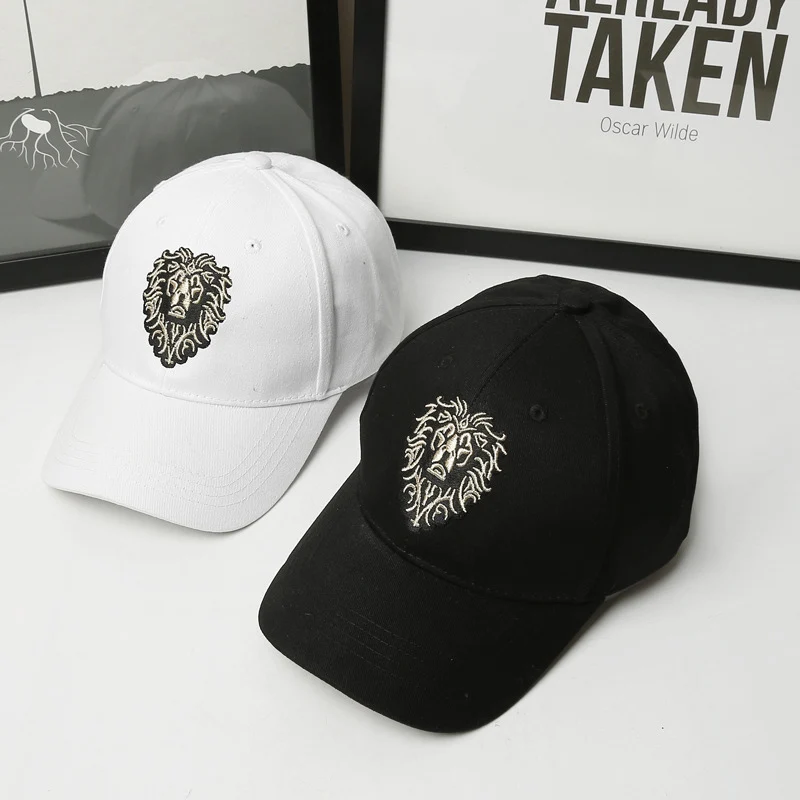 Lion Embroidery Pattern Baseball Cap Women Men Solid Color Cotton Hat Unisex Fashion Casual Adjustable Sunscreen Caps CP0115  (7)