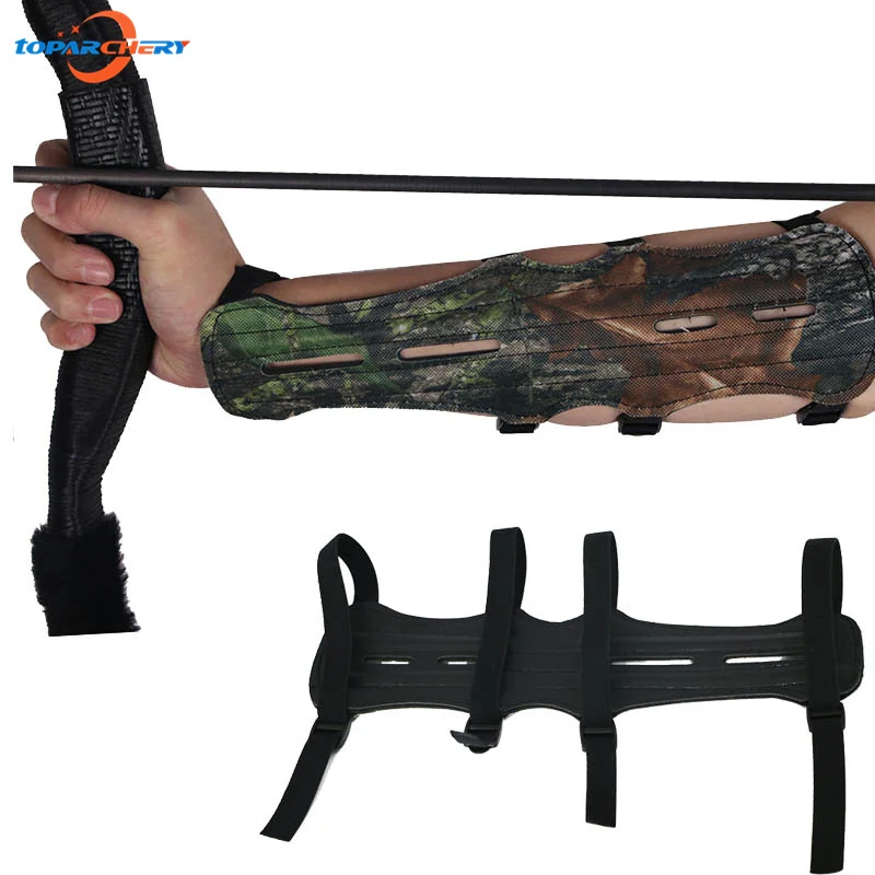 Archery Bow Safe 4 Strap Camo Arm Protector Guard with PU Leather