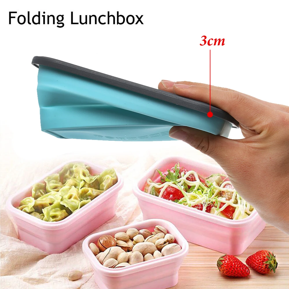 Silicone Lunch Box Cups Portable Practical 350/500/800/1200ml Silicone Folding Lunch Box Bowl