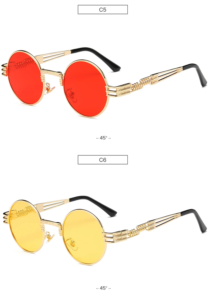Psacss новые круглые панк Солнцезащитные очки для мужчин и женщин очки с оправой из сплава Рамка винтажная, брендовая, дизайнерская солнцезащитные очки для вождения рыбалки UV400