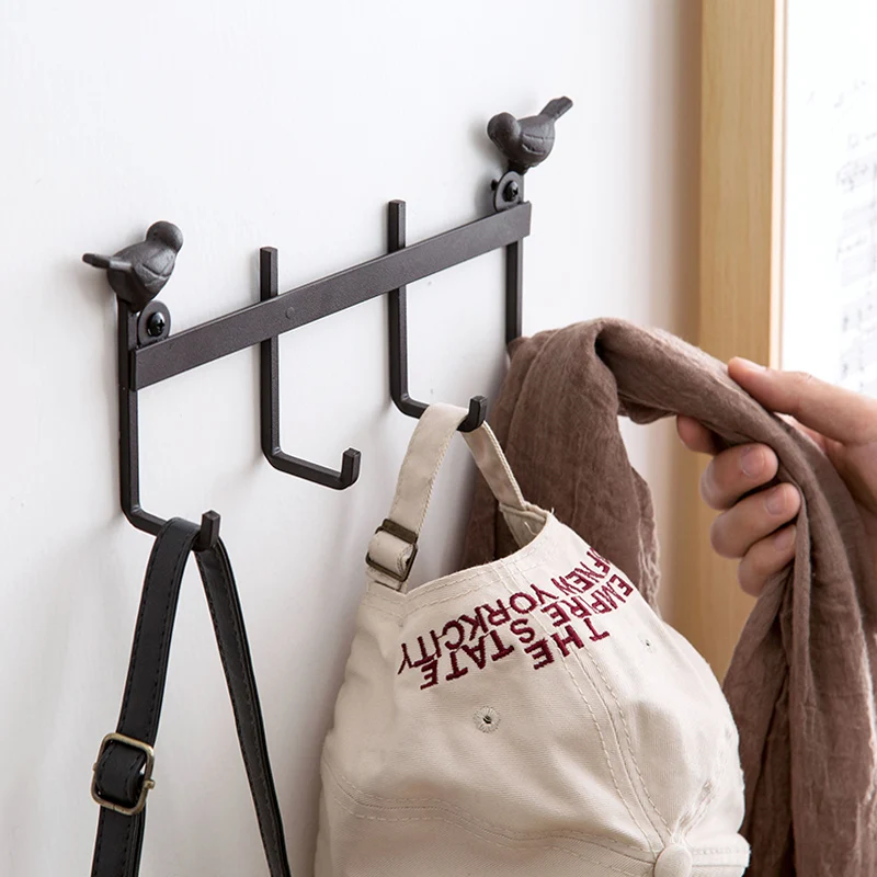 LIYIMENG Creative Iron Hook Door Hooks 4 Hook Design Wall Clothes Coat Hat Hanger Storage