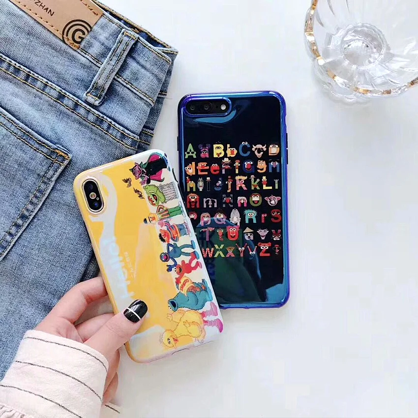 

Blu-ray IMD soft Cute Sesame Letter Case For iPhone 6 6s plus Funny Street Mobile Phone Case 6s 6plus 7 7plus 8 X 10