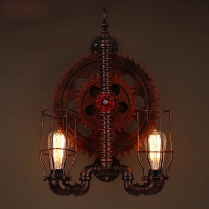 

Loft Style Wall Light Creative Mechanical Wall Lamp Wooden Gear Vintage Wall Sconces Bar Corridor Industrial Wall Lights