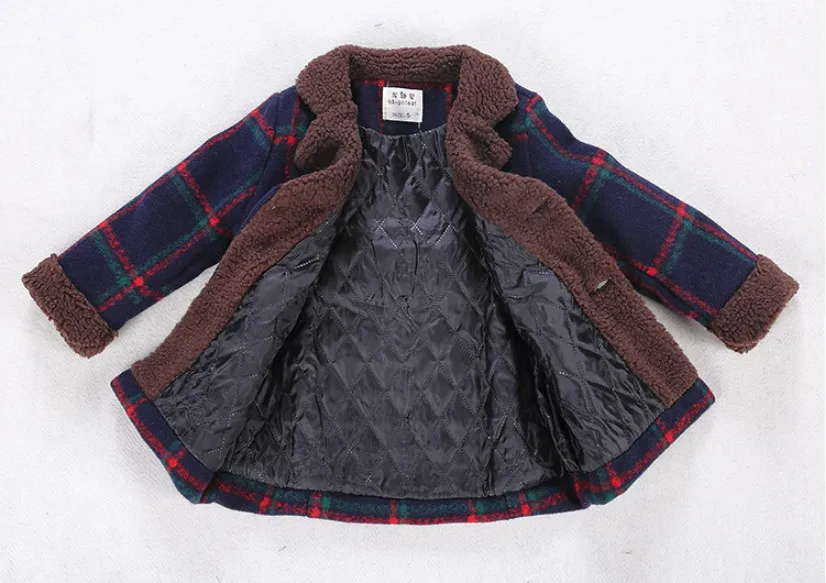 Новая детская одежда на осень и зиму, модное шерстяное пальто в клетку для маленьких мальчиков детская куртка теплая ветровка для мальчиков, рождественские подарки