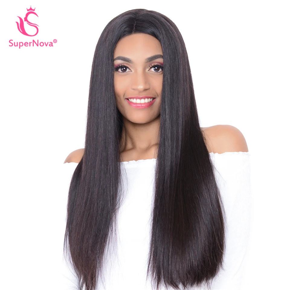 Supernova Straight Full Lace Human Hair Wigs With Baby For Black Women 180 Density Pre Plucked Remy | Шиньоны и парики