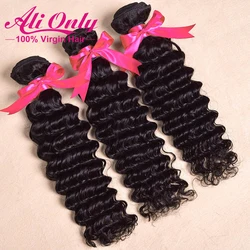 

Brazilian Deep Wave Virgin Hair 3 Bundle Deals,Brazilian Hair Weave Bundles 6"-28" Brazillian Curly Hair Ali only Hair Products