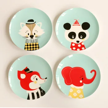 

8 Inch Cartoon Cute Bone China Dishes & Plates Steak Ceramic Breakfast Dish Salad Fruit Children Tableware Cutlery Round Plate