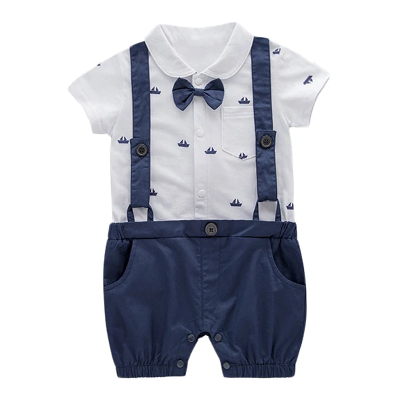 Kleinkind Baby Kinder Jungen Strampler Overall Sommer Romper Gentleman Kleidung