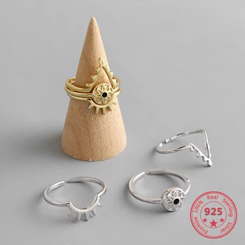 

925 Sterling Silver Ring INS Demon Eye Combination Set Open Female Ring