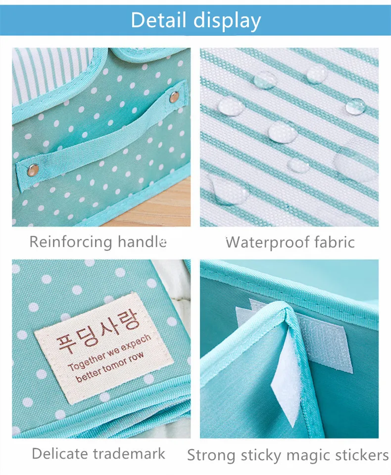 Waterproof Oxford Cloth Storage Box Foldable Double Lid Underwear Bra Socks Container Organizer Sundries Clothes Storage Box