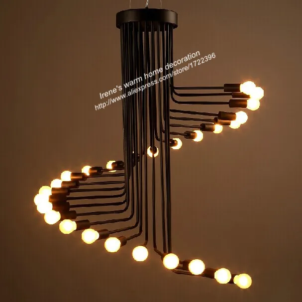 

Retro loft american country simple creative spiral pendant light for living room cafe bar staircase Foyer,E27*26 bulb included