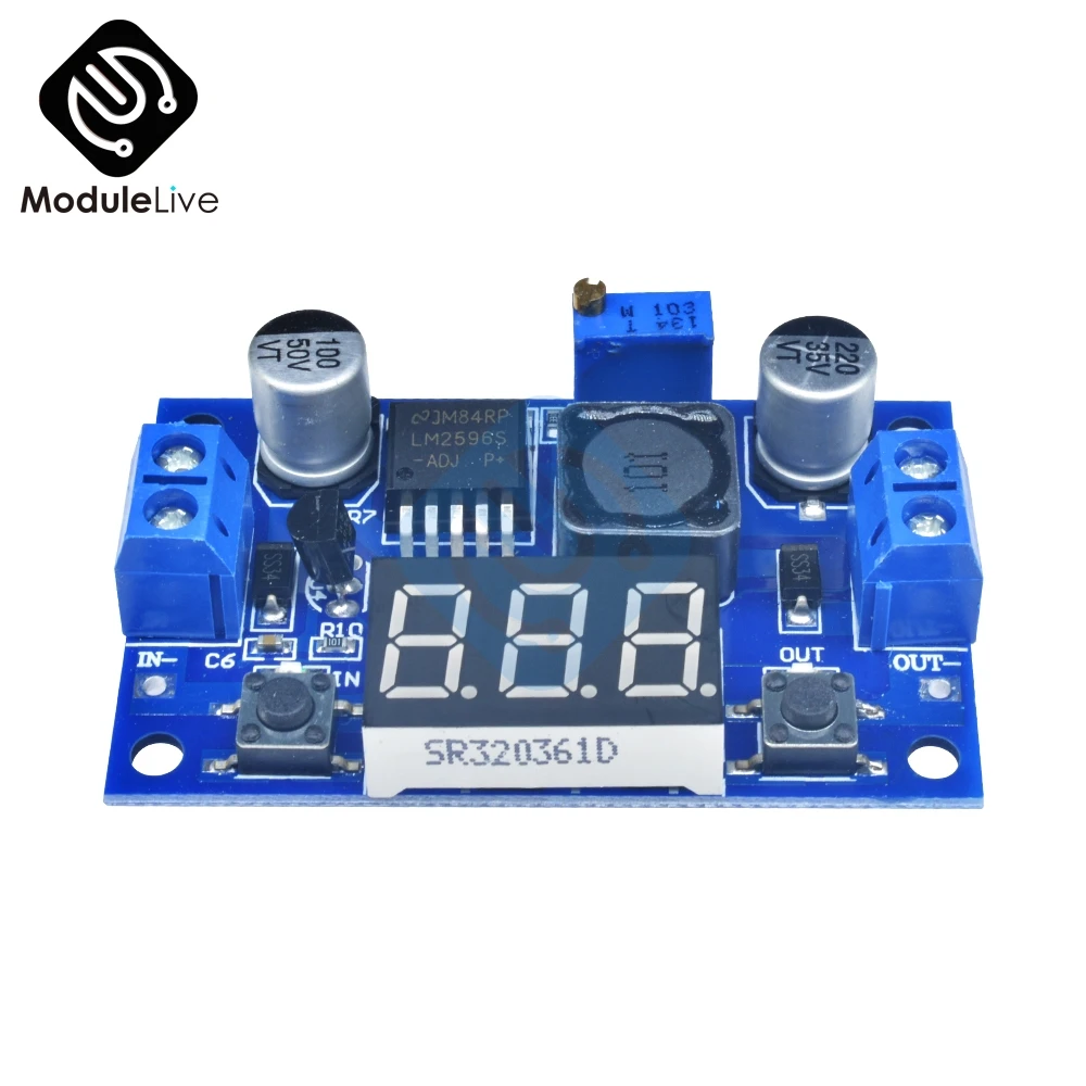 DC-DC Buck Step Down Module LM2596 DC/DC 4.0~40V to 1.25-37V Adjustable Voltage Regulator With LED Voltmeter