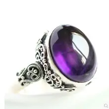 Кольцо из серебра 925 пробы с натуральным камнем, ретро темперамент, ювелирные изделия фиолетового цвета