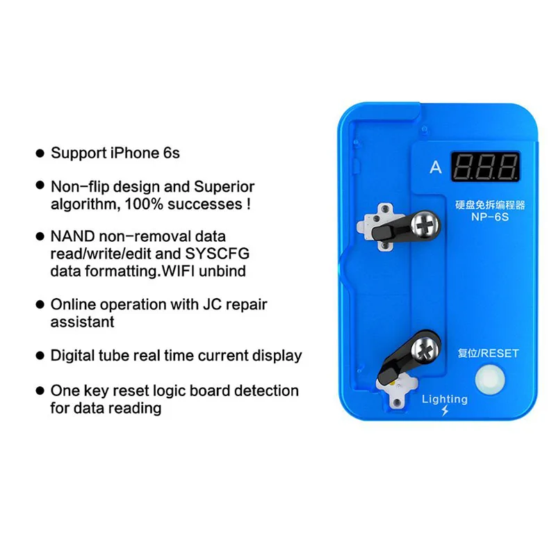  JC NAND Non-removal Programmer for iPhone 6S/6SP/7G/7P/8G/8P/X/XR/XS/XS MAX HD Read/Write/Edit and 