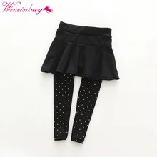 Уютная юбка в горошек для малышей Зимняя юбка для девочек, штаны Детские утепленные леггинсы брюки для маленьких девочек, детская одежда