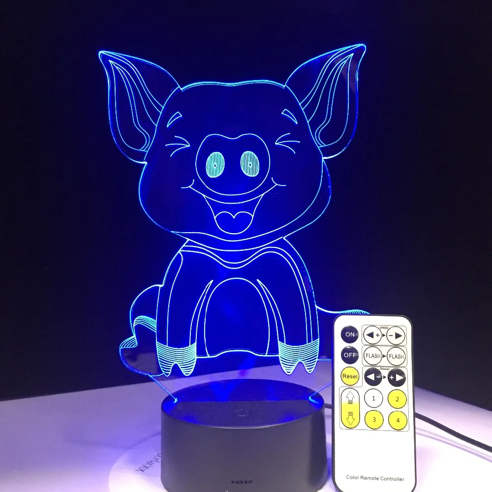 Новинка милая 3d иллюзия в виде свиньи ночсветильник с визуальным эффектом 7