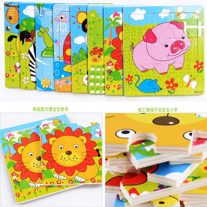 DIY Wooden Puzzle Jigsaw Toys wood Animal Model For Children Puzzles