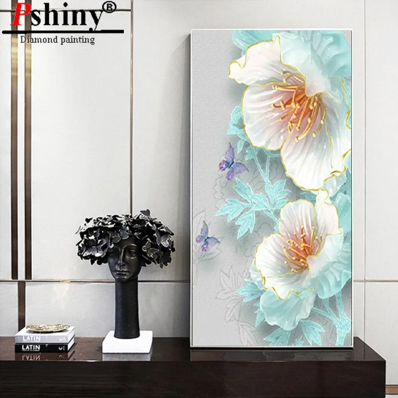 PSHINY DIY 5D алмазная вышивка продажа павлин цветок картины из кристаллов полная