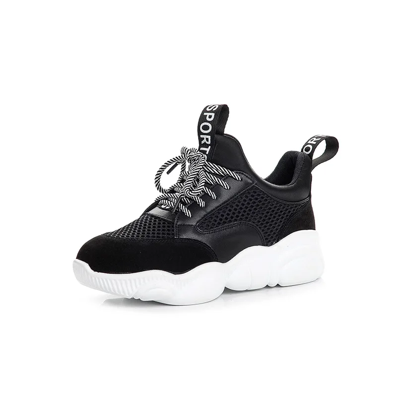 

women sneakers 2019 leather casual shoes platform fashion zapatos para mujer mesh soft rubber sole black white ladies footwear