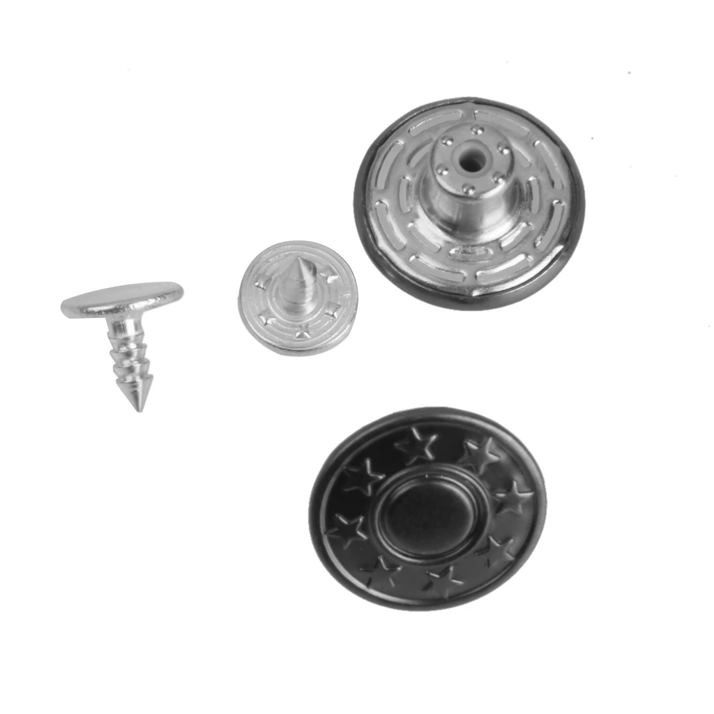 50 Pieces Metal Star Pattern Snap Button Jeans Sewing Clothes Accessories Garment Decor Button 17mm