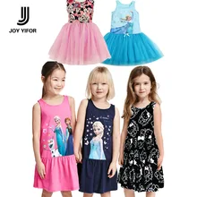 2016 elsa girl dress anna children’s clothes girl party princess dress children hello kitty minnie clothes girl sleeveless dress