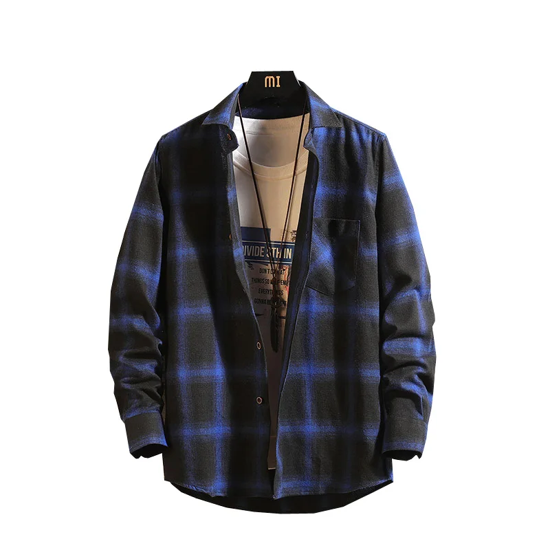 

2019 high quality mens yellow long sleeve buffalo fashion Korean flannel shirts 4xl men hip hop streetwear clothes NEW