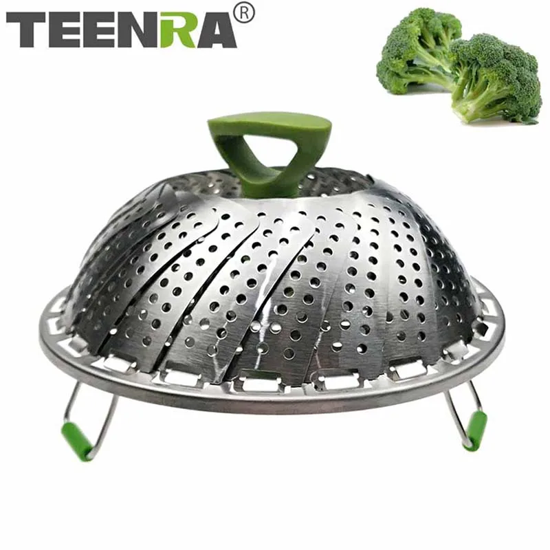 TEENRA 1Pcs 11 Inch Sainless Steel Steamer Foldable Steamer Metal